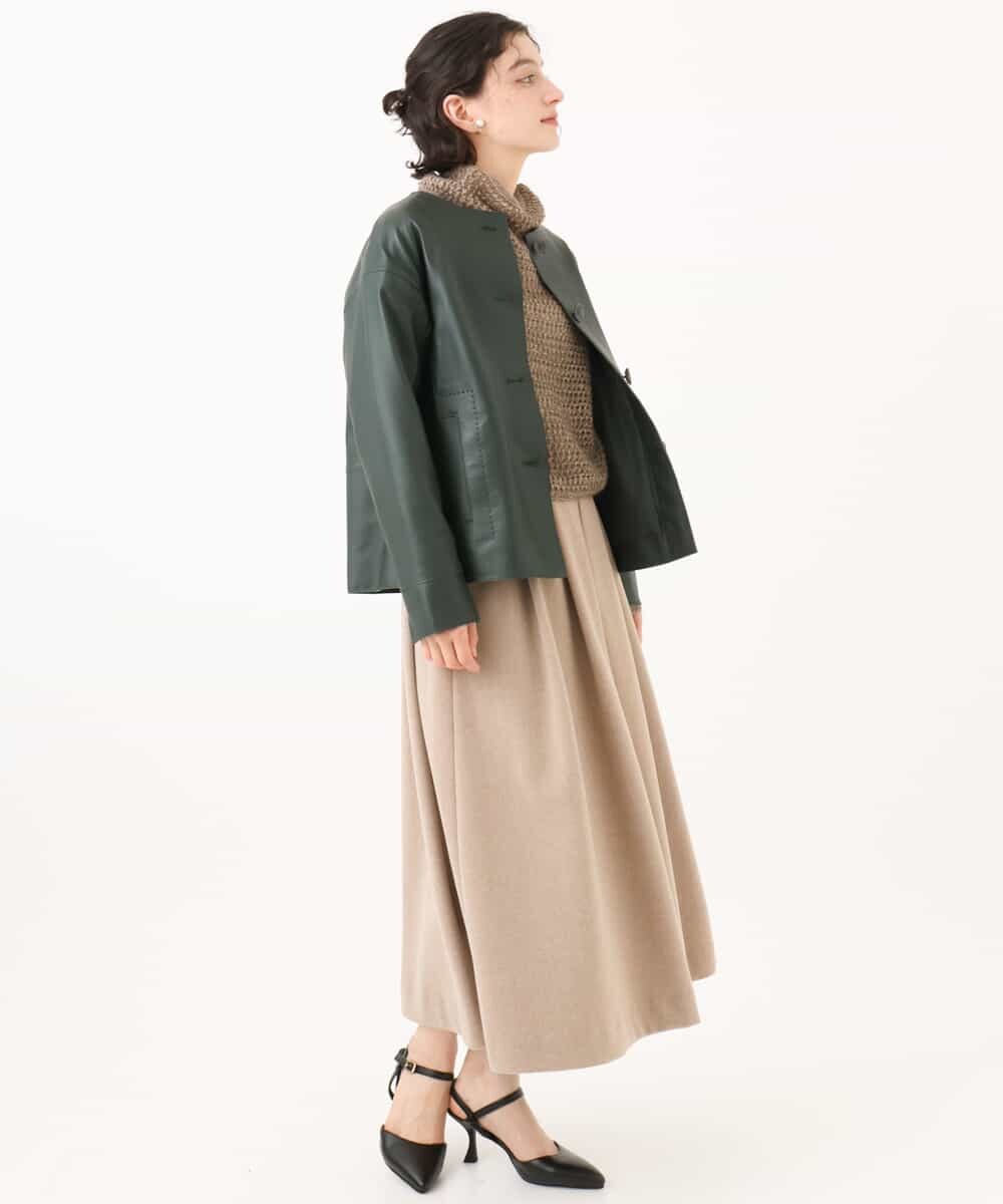 NHFAI85230 GIANNI LO GIUDICE(小さいサイズ)(メゾン ドゥ サンク) 透かし編みレイヤードニット ライトグレー