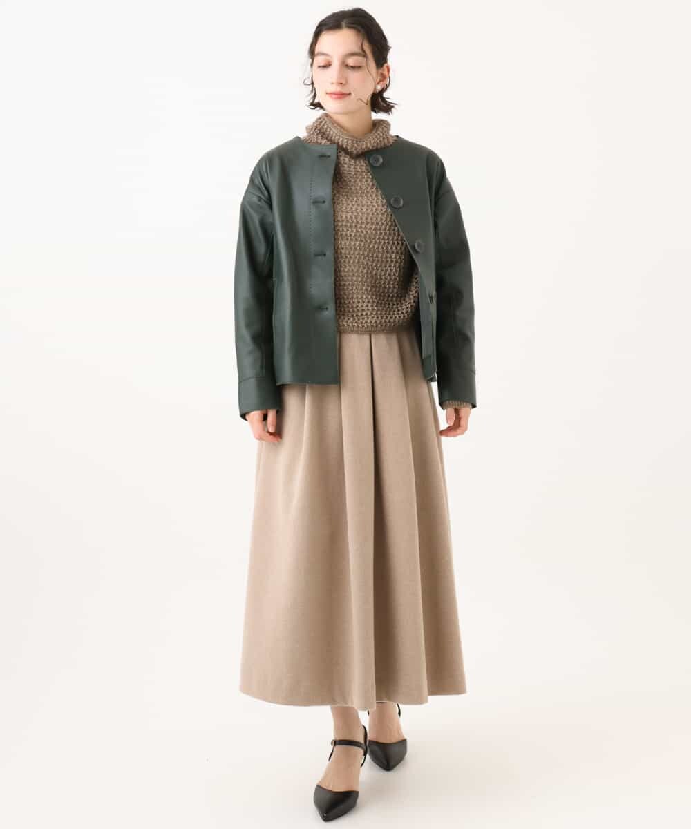 NHFAI85230 GIANNI LO GIUDICE(小さいサイズ)(メゾン ドゥ サンク) 透かし編みレイヤードニット ライトグレー