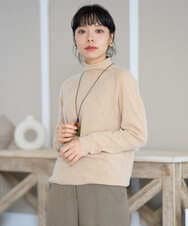 NHFAI86360 GIANNI LO GIUDICE(小さいサイズ)(メゾン ドゥ サンク) ピュアカシミヤハイネックプルオーバーニット オレンジベージュ