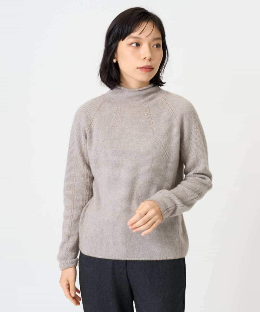 NHFAI86360 GIANNI LO GIUDICE(小さいサイズ)(メゾン ドゥ サンク) ピュアカシミヤハイネックプルオーバーニット ライトブルー