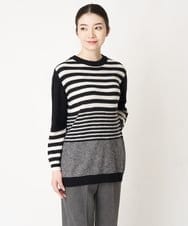NHFAW01240 GIANNI LO GIUDICE(小さいサイズ)(メゾン ドゥ サンク) ボイルウールボーダーニット ブラック系