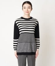 NHFAW01240 GIANNI LO GIUDICE(小さいサイズ)(メゾン ドゥ サンク) ボイルウールボーダーニット ブラック系