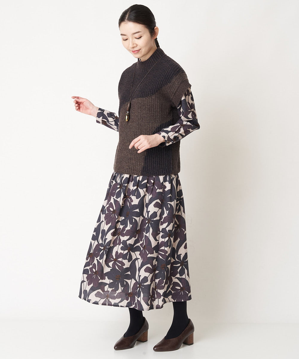 NHFAW10230 GIANNI LO GIUDICE(小さいサイズ)(メゾン ドゥ サンク) アゼ編みインターシャニットベスト ネイビー系