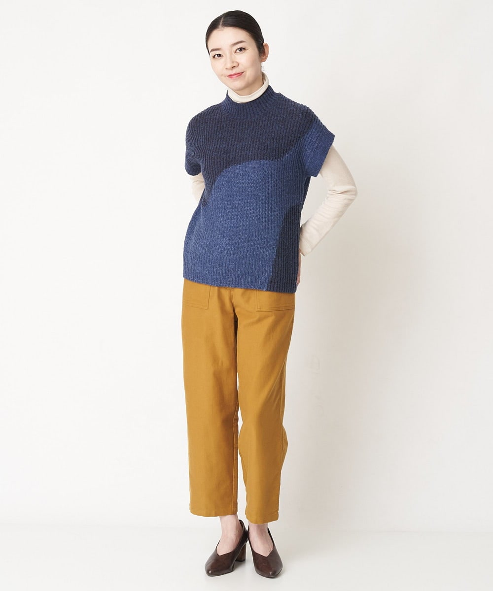 NHFAW10230 GIANNI LO GIUDICE(小さいサイズ)(メゾン ドゥ サンク) アゼ編みインターシャニットベスト ネイビー系