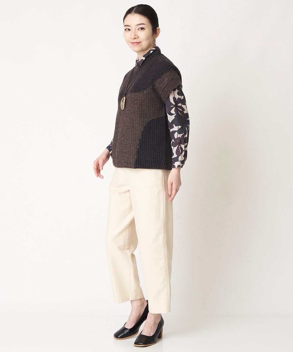 NHFAW10230 GIANNI LO GIUDICE(小さいサイズ)(メゾン ドゥ サンク) アゼ編みインターシャニットベスト ネイビー系