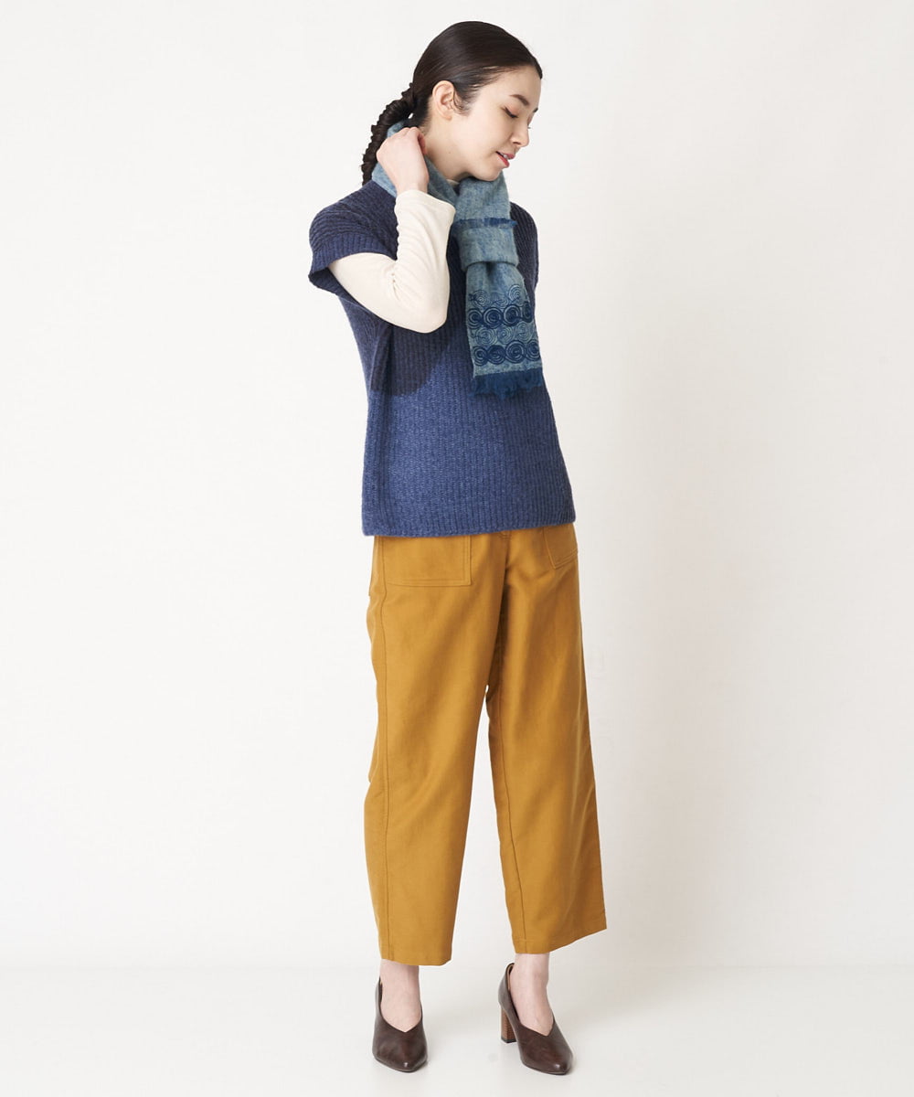 NHFAW10230 GIANNI LO GIUDICE(小さいサイズ)(メゾン ドゥ サンク) アゼ編みインターシャニットベスト ネイビー系