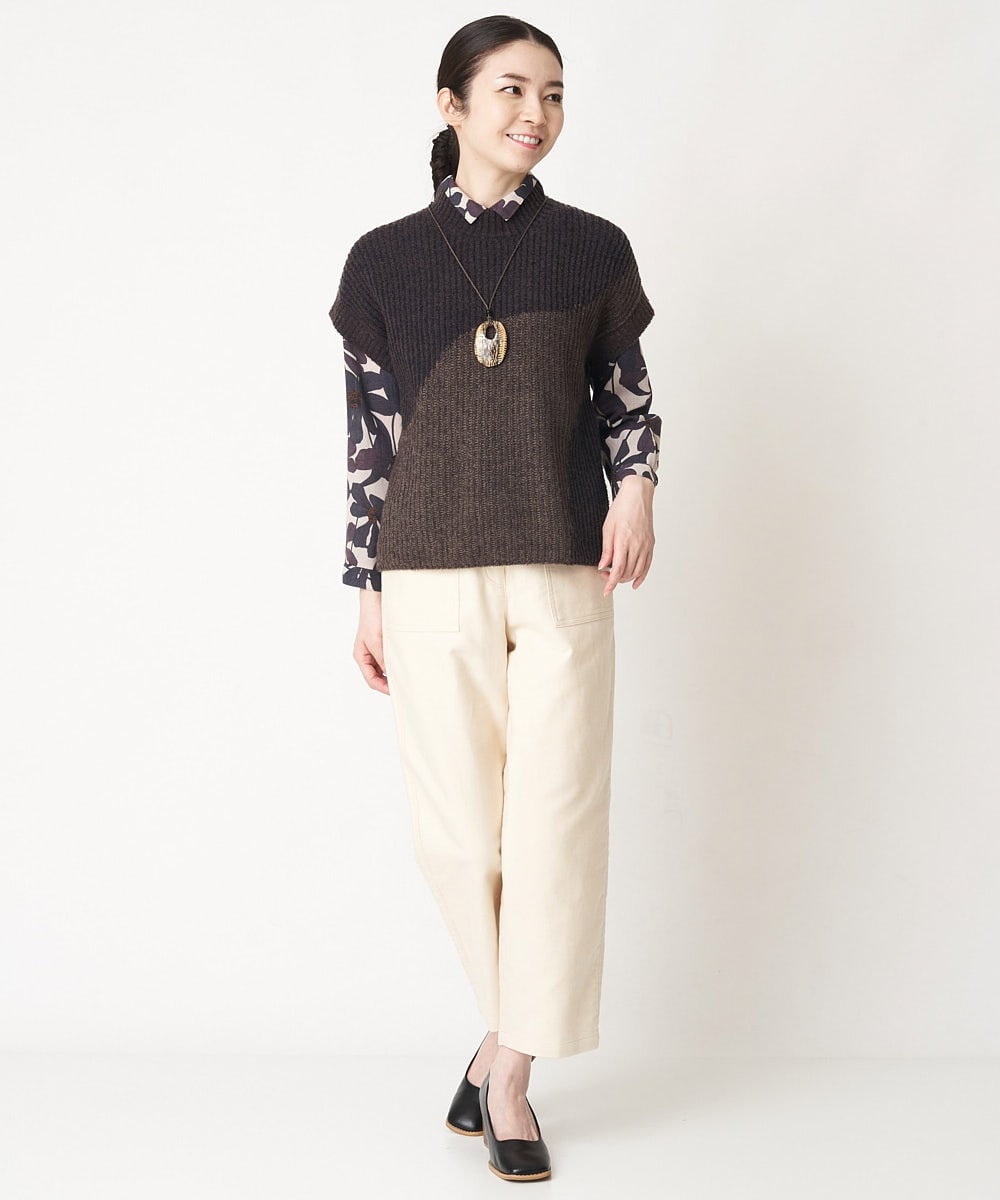NHFAW10230 GIANNI LO GIUDICE(小さいサイズ)(メゾン ドゥ サンク) アゼ編みインターシャニットベスト ネイビー系