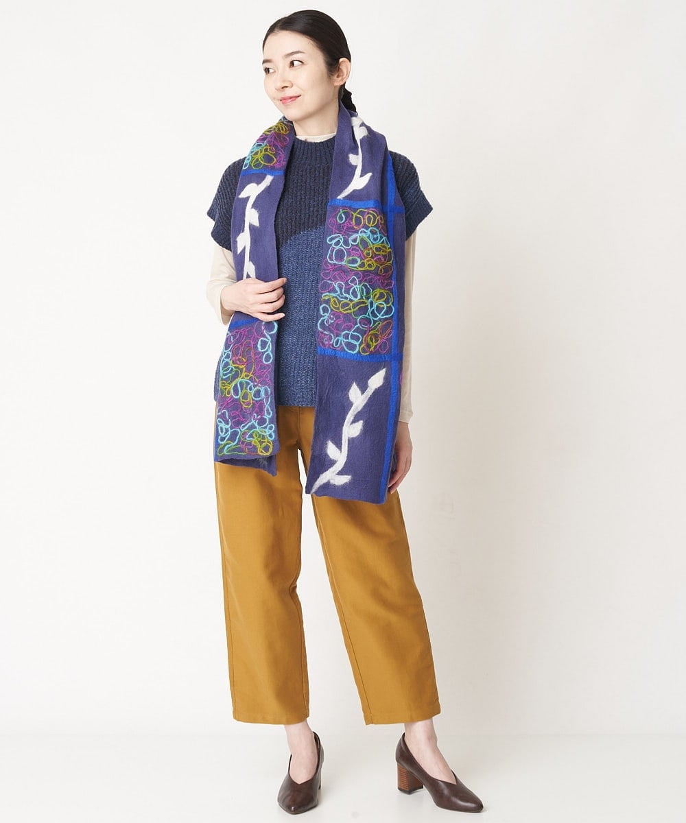 NHFAW10230 GIANNI LO GIUDICE(小さいサイズ)(メゾン ドゥ サンク) アゼ編みインターシャニットベスト ネイビー系