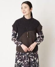 NHFAW10230 GIANNI LO GIUDICE(小さいサイズ)(メゾン ドゥ サンク) アゼ編みインターシャニットベスト ネイビー系
