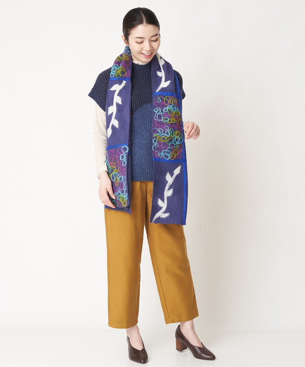 NHFAW10230 GIANNI LO GIUDICE(小さいサイズ)(メゾン ドゥ サンク) アゼ編みインターシャニットベスト ネイビー系