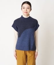 NHFAW10230 GIANNI LO GIUDICE(小さいサイズ)(メゾン ドゥ サンク) アゼ編みインターシャニットベスト ネイビー系