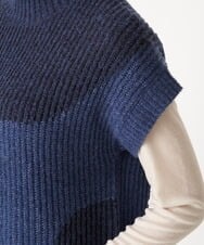 NHFAW10230 GIANNI LO GIUDICE(小さいサイズ)(メゾン ドゥ サンク) アゼ編みインターシャニットベスト ネイビー系