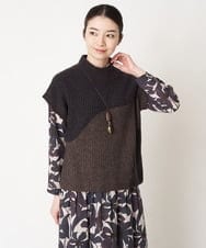 NHFAW10230 GIANNI LO GIUDICE(小さいサイズ)(メゾン ドゥ サンク) アゼ編みインターシャニットベスト ブラウン系