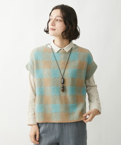 NHFAW21270 GIANNI LO GIUDICE(小さいサイズ) [日本製]ループヤーンチェック柄ニットベスト