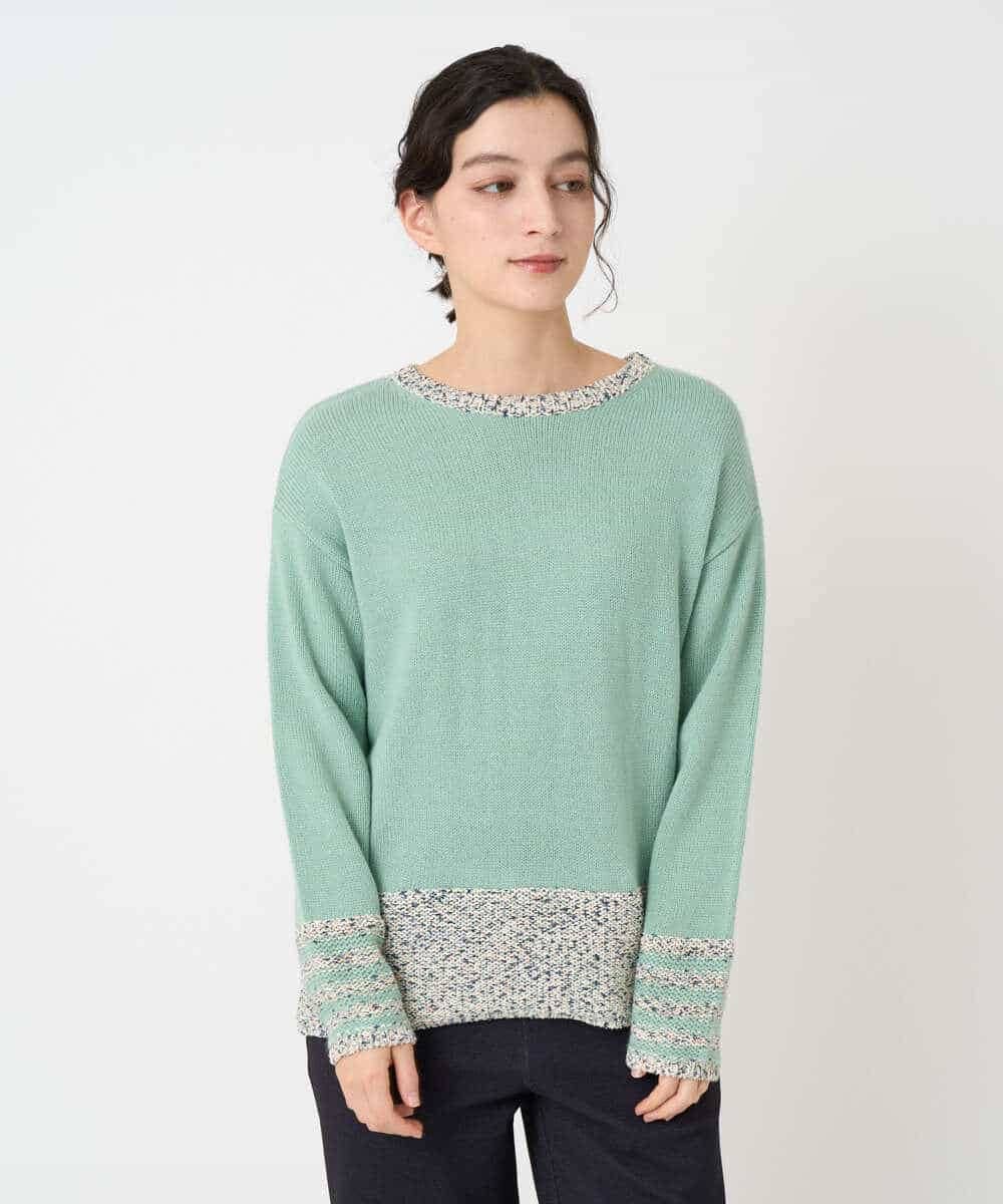 NHFCF50250 GIANNI LO GIUDICE(小さいサイズ)(メゾン ドゥ サンク) カスリパネルボーダーニット グリーン