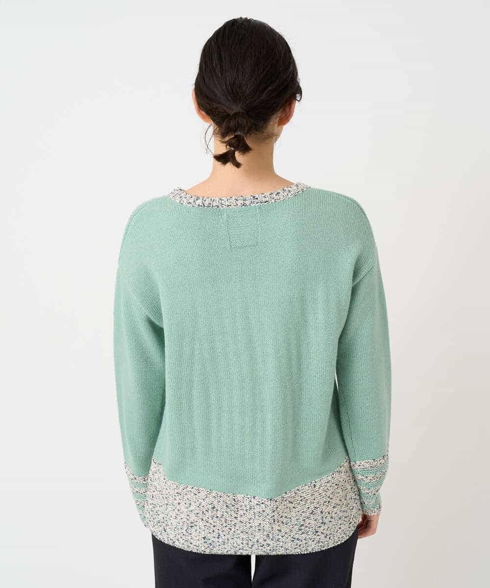 NHFCF50250 GIANNI LO GIUDICE(小さいサイズ)(メゾン ドゥ サンク) カスリパネルボーダーニット グリーン