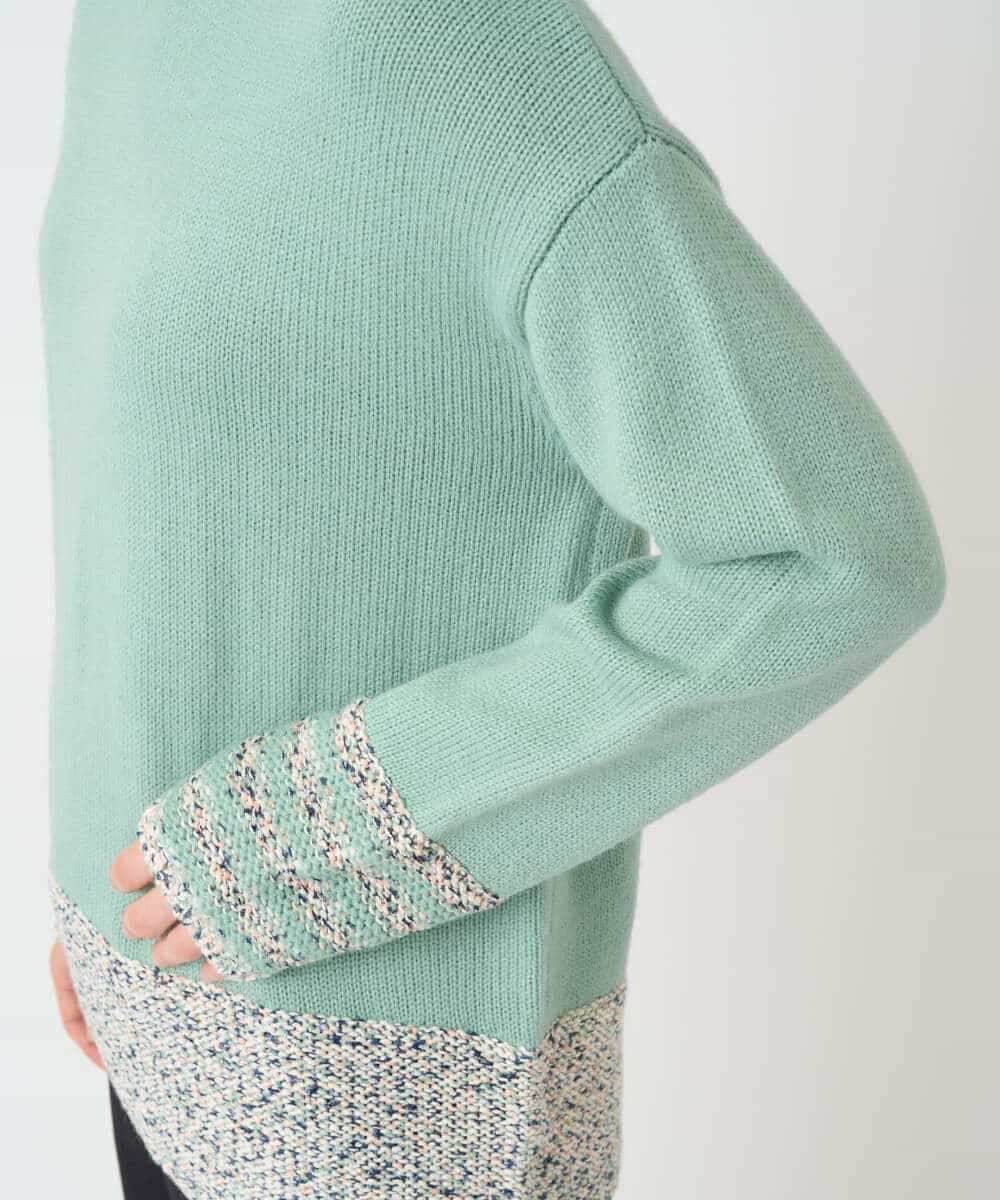 NHFCF50250 GIANNI LO GIUDICE(小さいサイズ)(メゾン ドゥ サンク) カスリパネルボーダーニット グリーン