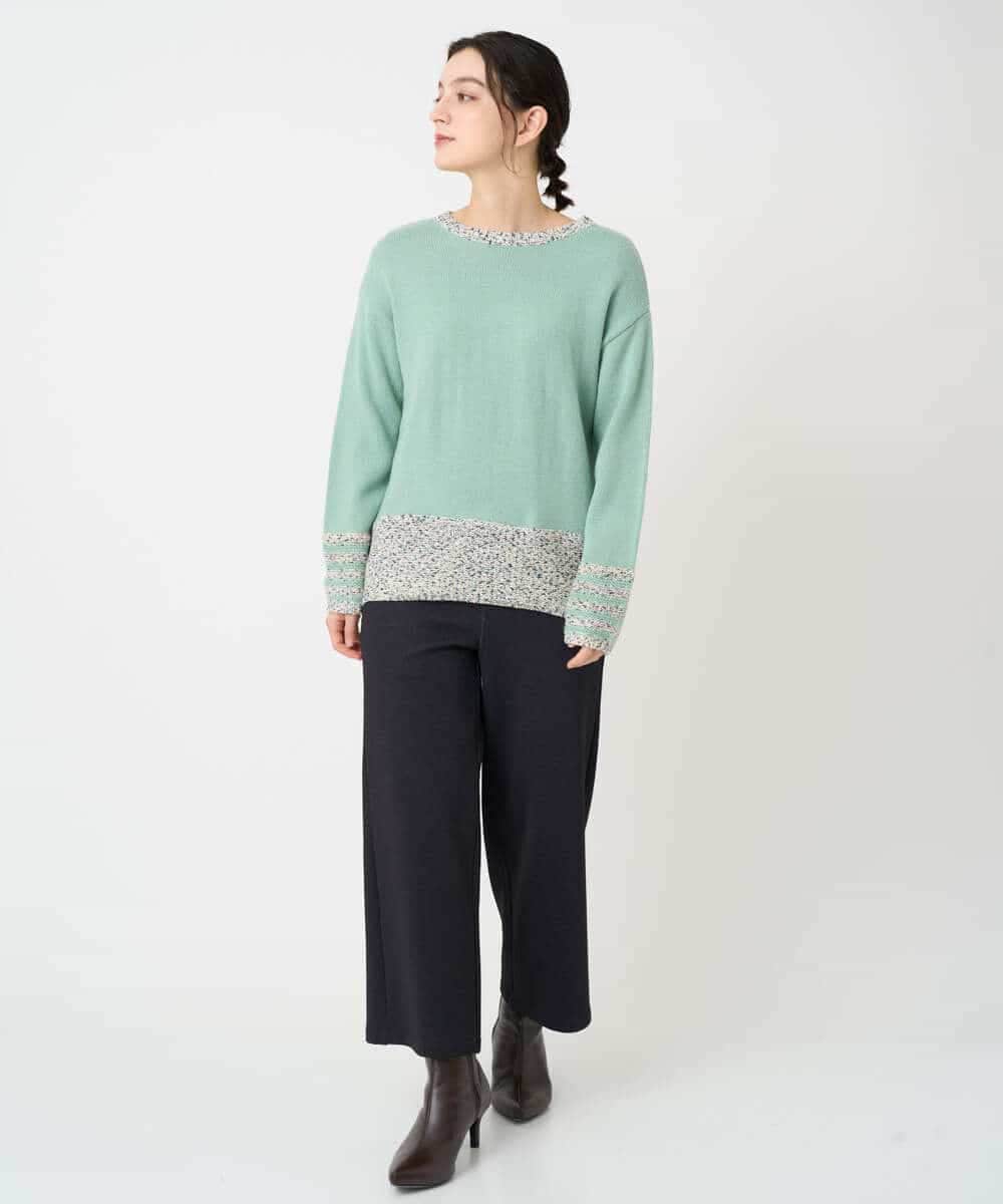 NHFCF50250 GIANNI LO GIUDICE(小さいサイズ)(メゾン ドゥ サンク) カスリパネルボーダーニット グリーン