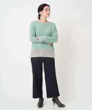 NHFCF50250 GIANNI LO GIUDICE(小さいサイズ)(メゾン ドゥ サンク) カスリパネルボーダーニット グリーン