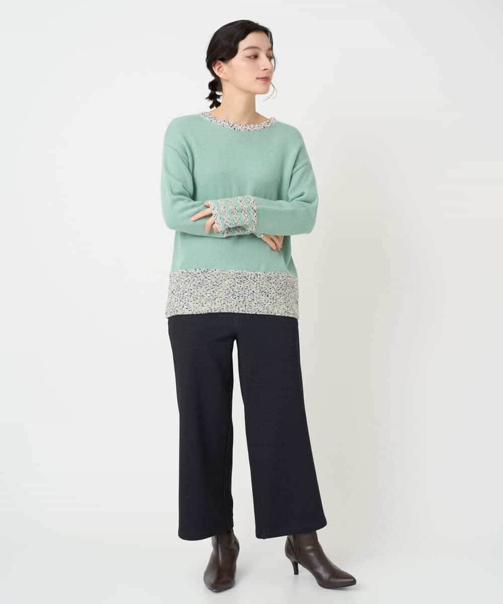 NHFCF50250 GIANNI LO GIUDICE(小さいサイズ)(メゾン ドゥ サンク) カスリパネルボーダーニット グリーン