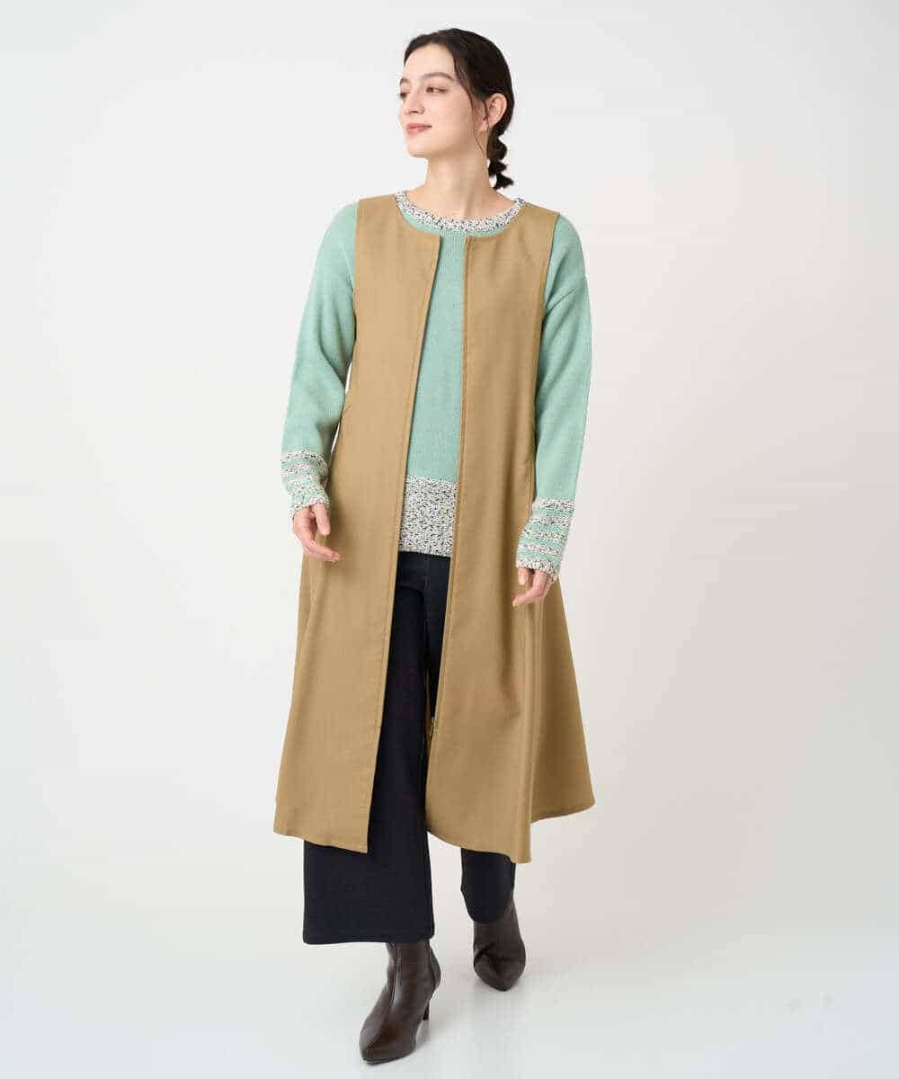 NHFCF50250 GIANNI LO GIUDICE(小さいサイズ)(メゾン ドゥ サンク) カスリパネルボーダーニット グリーン