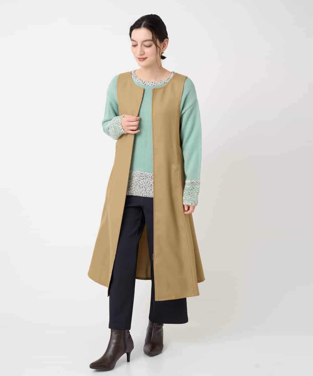 NHFCF50250 GIANNI LO GIUDICE(小さいサイズ)(メゾン ドゥ サンク) カスリパネルボーダーニット グリーン