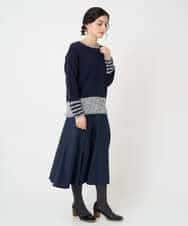 NHFCF50250 GIANNI LO GIUDICE(小さいサイズ)(メゾン ドゥ サンク) カスリパネルボーダーニット グリーン