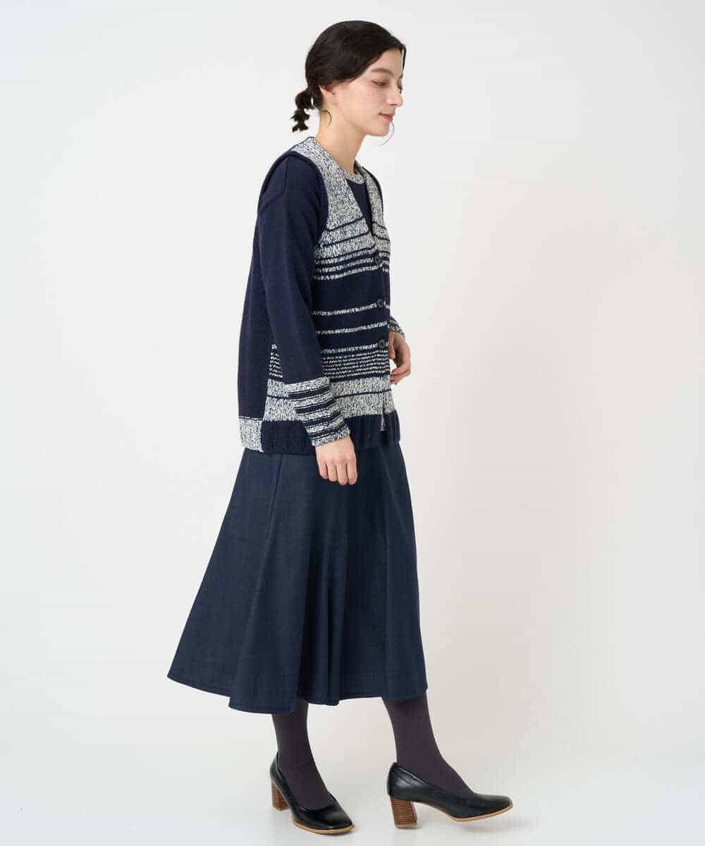 NHFCF50250 GIANNI LO GIUDICE(小さいサイズ)(メゾン ドゥ サンク) カスリパネルボーダーニット グリーン