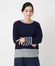 NHFCF50250 GIANNI LO GIUDICE(小さいサイズ)(メゾン ドゥ サンク) カスリパネルボーダーニット ネイビー