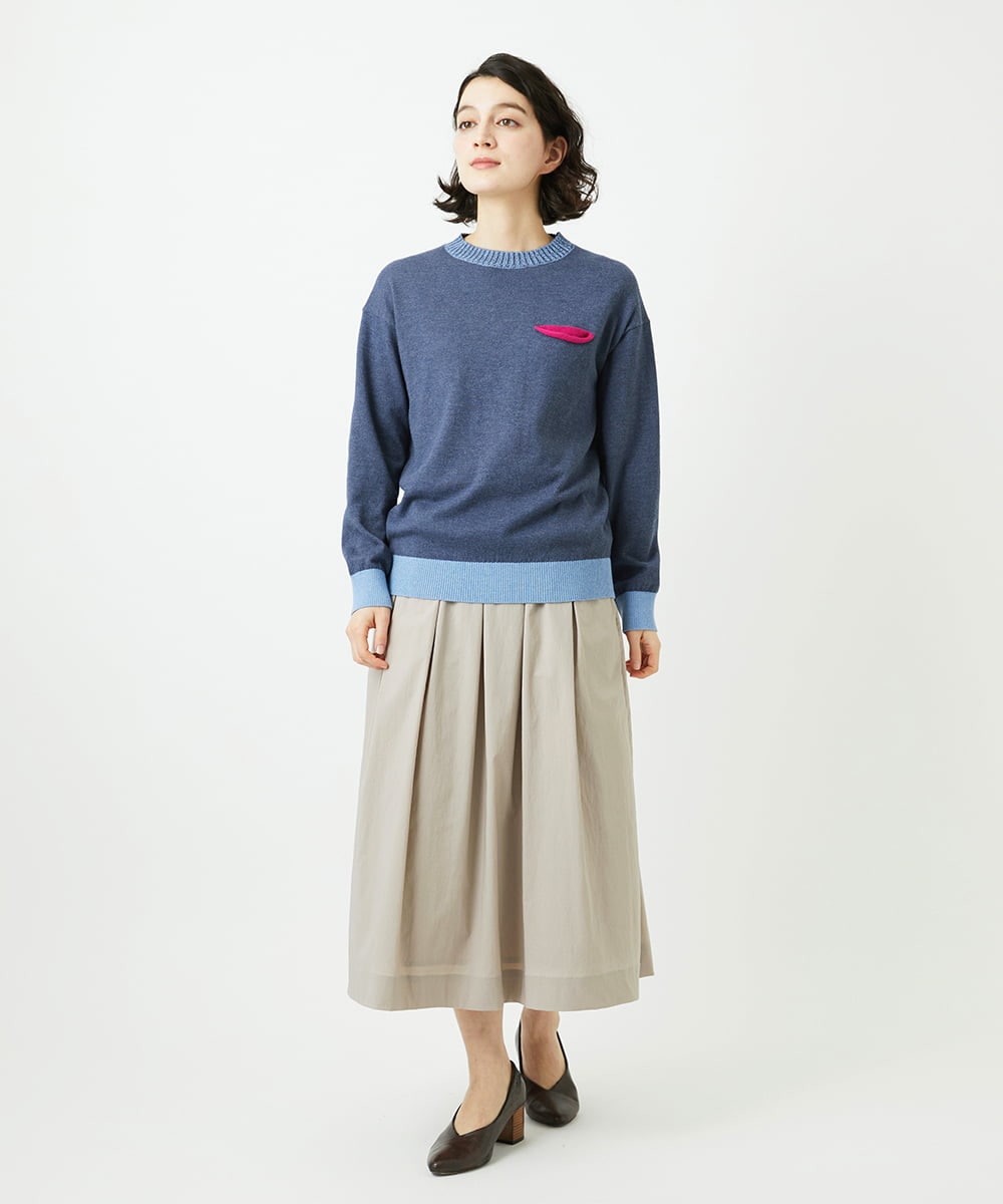 NHFCF60200 GIANNI LO GIUDICE(小さいサイズ)(メゾン ドゥ サンク) 配色デザインポケットニット ブルー