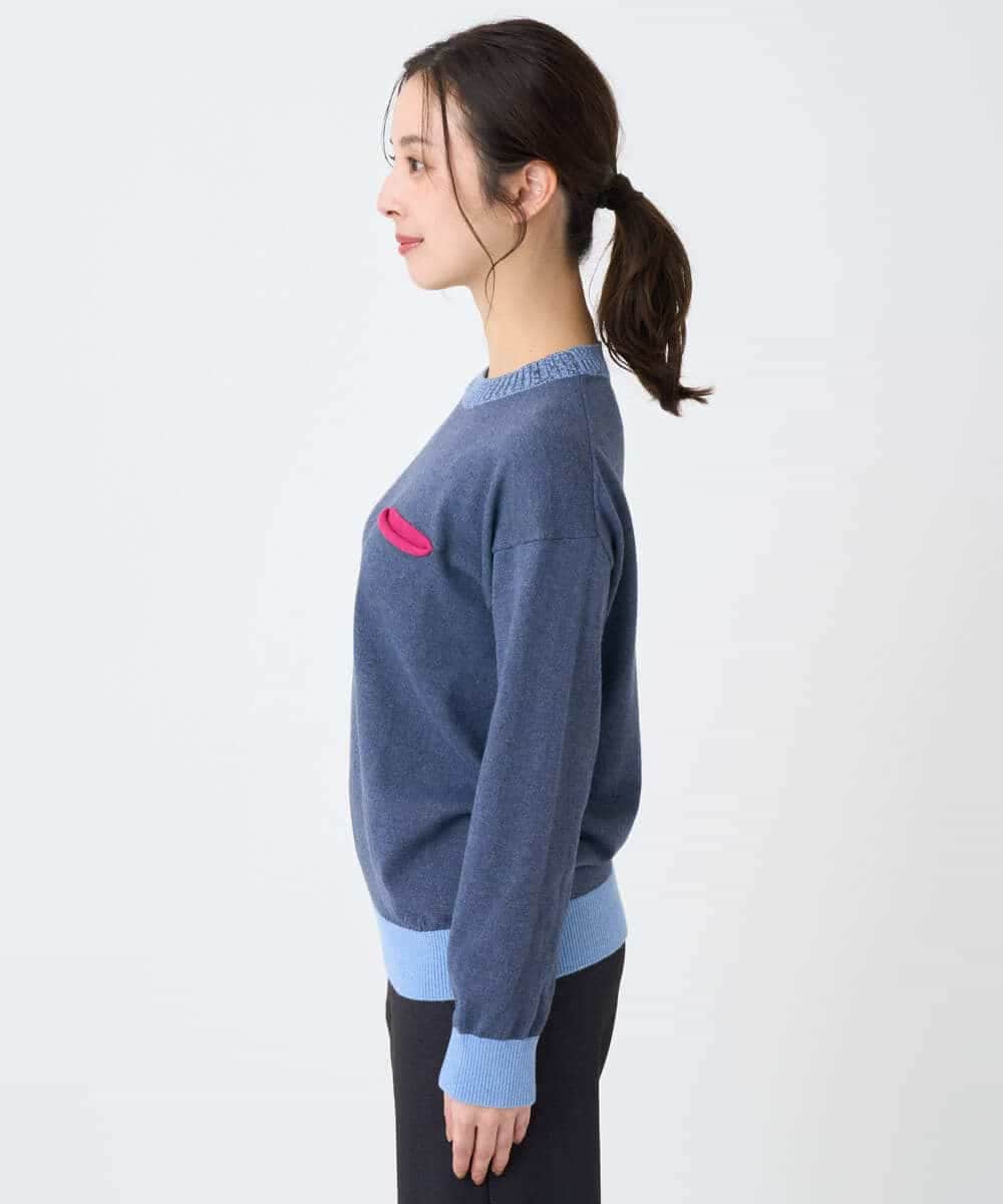 NHFCF60200 GIANNI LO GIUDICE(小さいサイズ)(メゾン ドゥ サンク) 配色デザインポケットニット ブルー