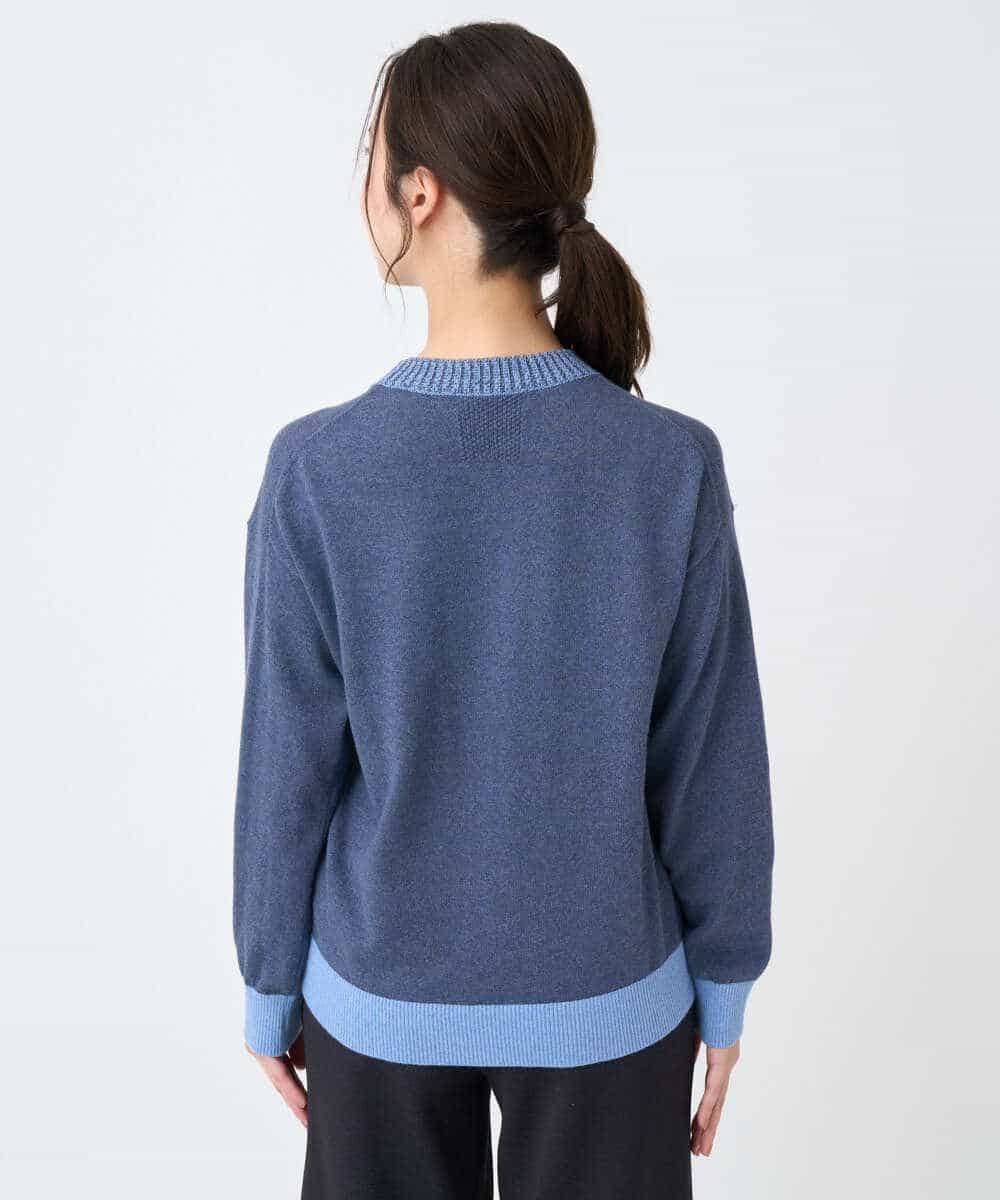 NHFCF60200 GIANNI LO GIUDICE(小さいサイズ)(メゾン ドゥ サンク) 配色デザインポケットニット ブルー