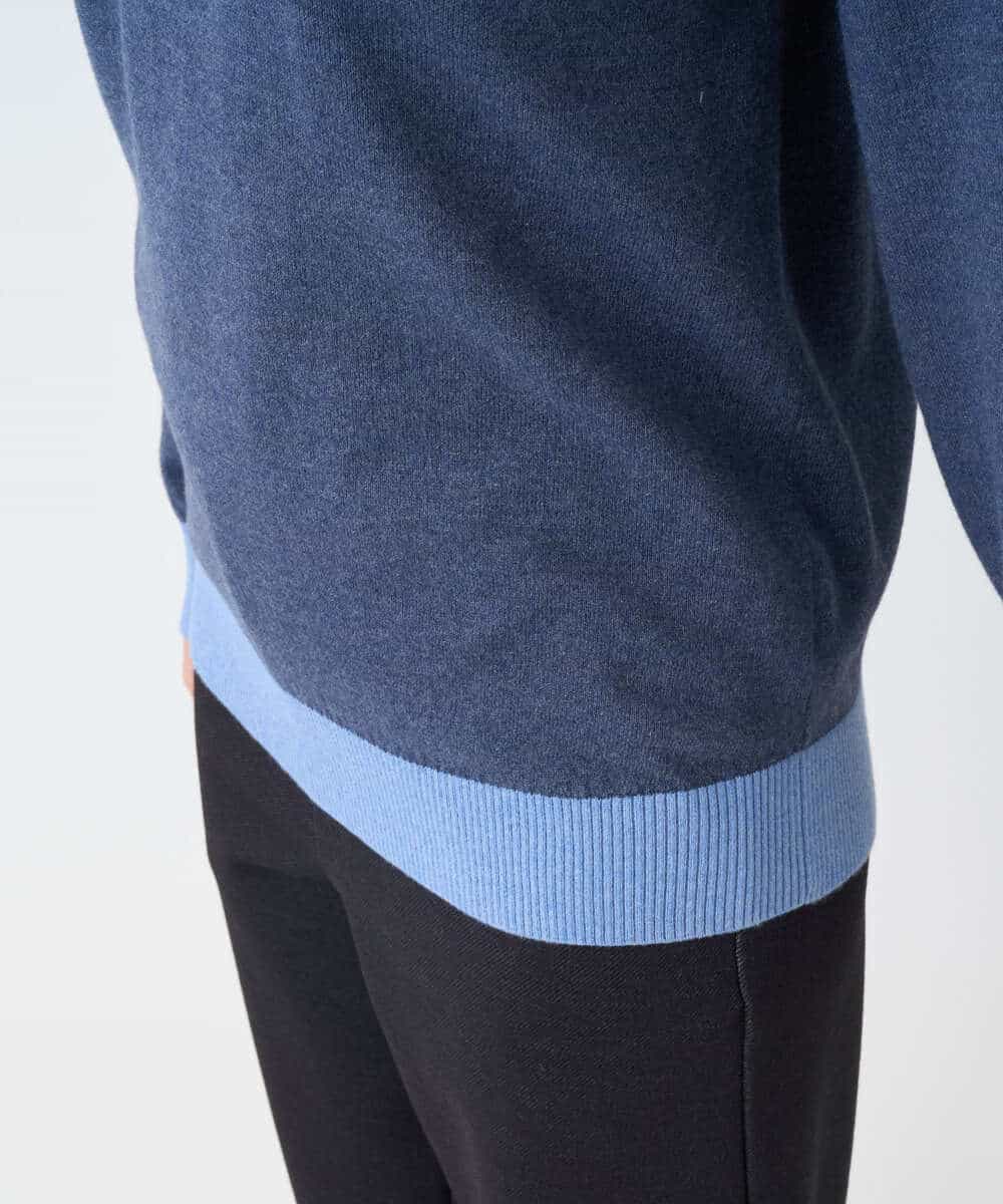 NHFCF60200 GIANNI LO GIUDICE(小さいサイズ)(メゾン ドゥ サンク) 配色デザインポケットニット ブルー