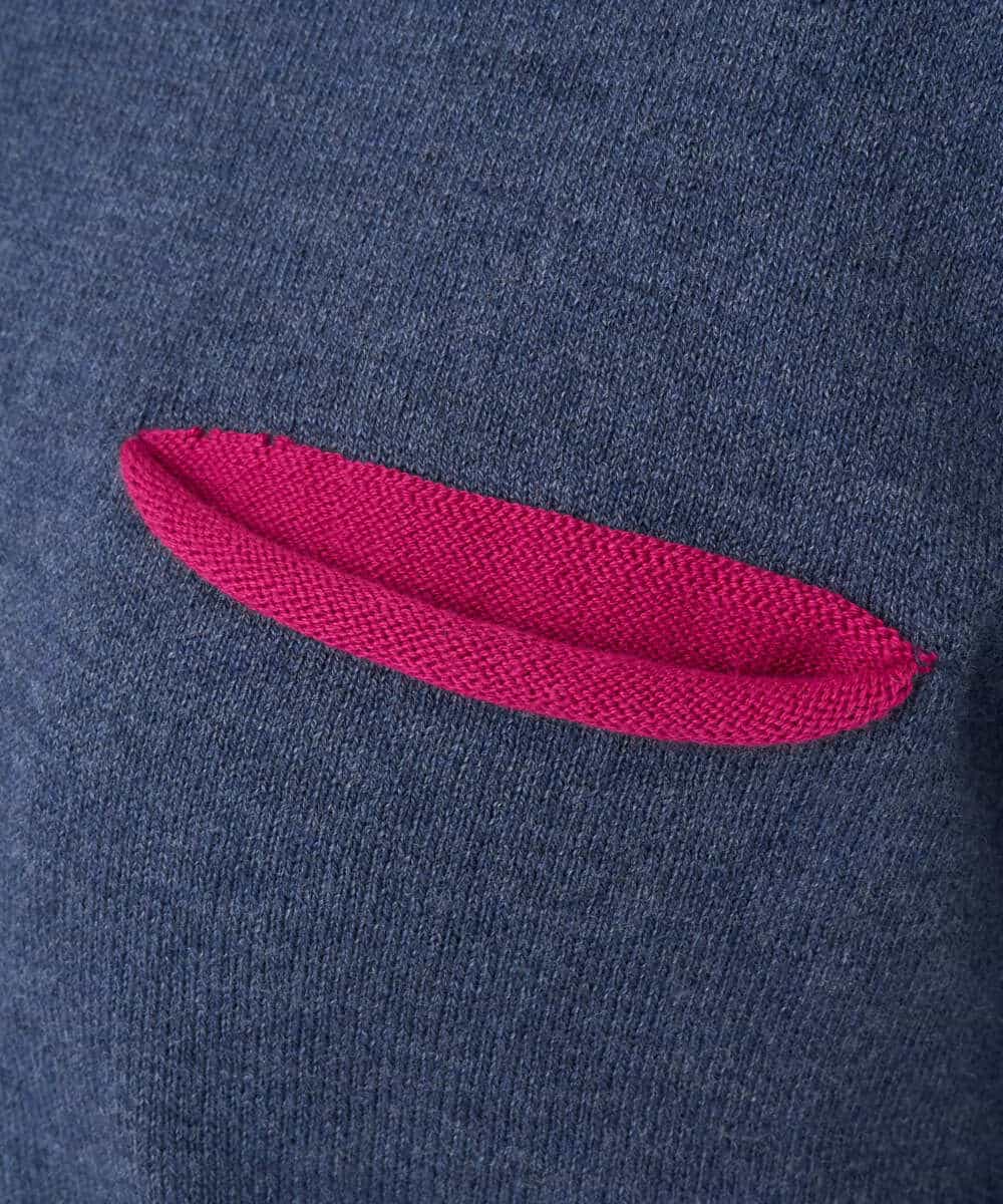 NHFCF60200 GIANNI LO GIUDICE(小さいサイズ)(メゾン ドゥ サンク) 配色デザインポケットニット ブルー