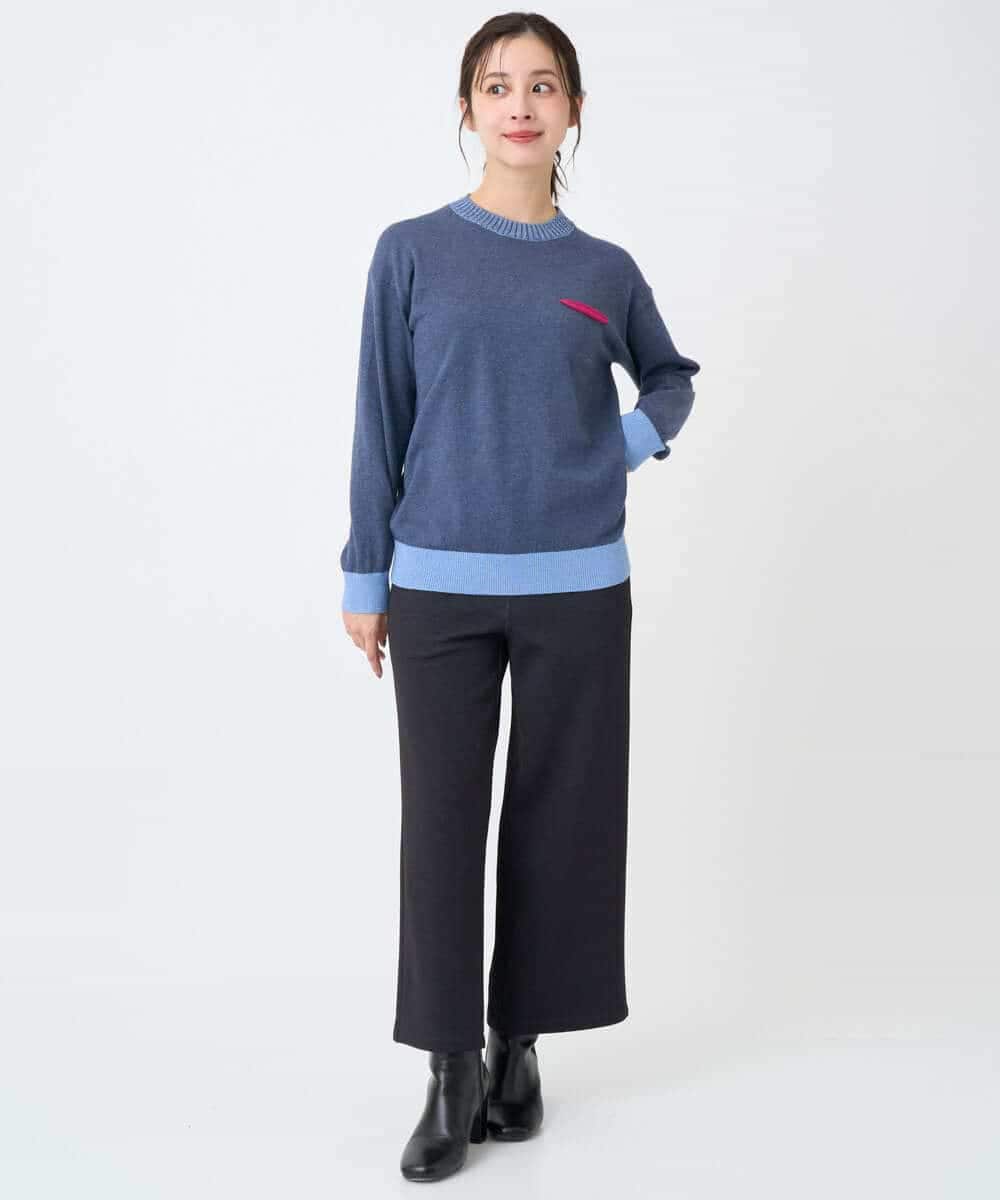 NHFCF60200 GIANNI LO GIUDICE(小さいサイズ)(メゾン ドゥ サンク) 配色デザインポケットニット ブルー