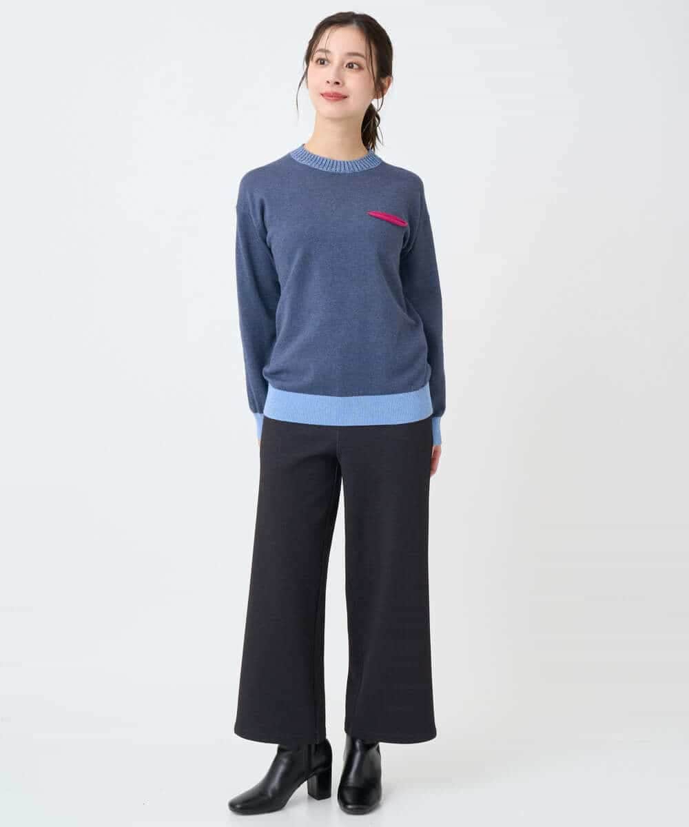 NHFCF60200 GIANNI LO GIUDICE(小さいサイズ)(メゾン ドゥ サンク) 配色デザインポケットニット ブルー