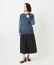 NHFCF61200 GIANNI LO GIUDICE(小さいサイズ)(メゾン ドゥ サンク) パネルボーダーニット ブルー