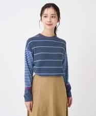 NHFCF61200 GIANNI LO GIUDICE(小さいサイズ)(メゾン ドゥ サンク) パネルボーダーニット ブルー