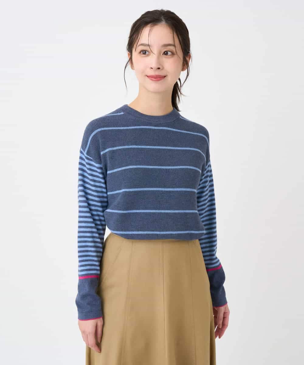 NHFCF61200 GIANNI LO GIUDICE(小さいサイズ)(メゾン ドゥ サンク) パネルボーダーニット ブルー