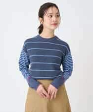 NHFCF61200 GIANNI LO GIUDICE(小さいサイズ)(メゾン ドゥ サンク) パネルボーダーニット ブルー