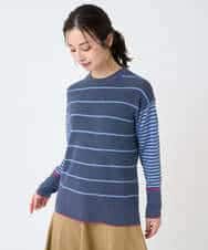 NHFCF61200 GIANNI LO GIUDICE(小さいサイズ)(メゾン ドゥ サンク) パネルボーダーニット ブルー