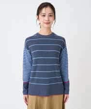 NHFCF61200 GIANNI LO GIUDICE(小さいサイズ)(メゾン ドゥ サンク) パネルボーダーニット ブルー