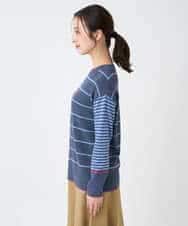 NHFCF61200 GIANNI LO GIUDICE(小さいサイズ)(メゾン ドゥ サンク) パネルボーダーニット ブルー