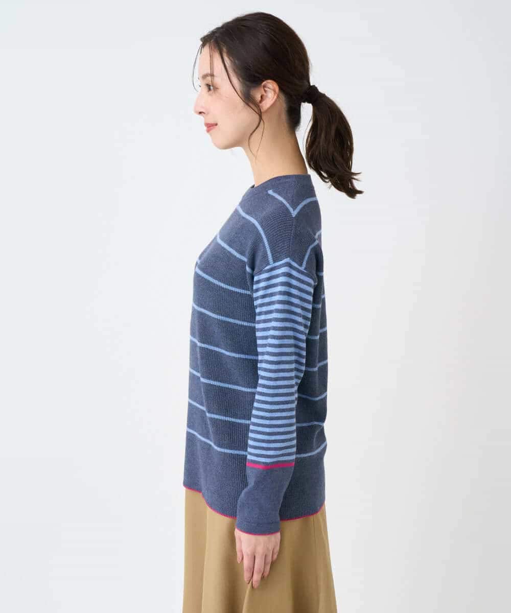 NHFCF61200 GIANNI LO GIUDICE(小さいサイズ)(メゾン ドゥ サンク) パネルボーダーニット ブルー