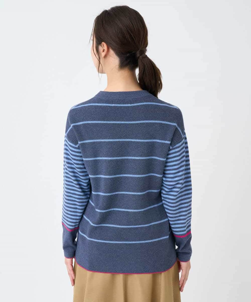 NHFCF61200 GIANNI LO GIUDICE(小さいサイズ)(メゾン ドゥ サンク) パネルボーダーニット ブルー