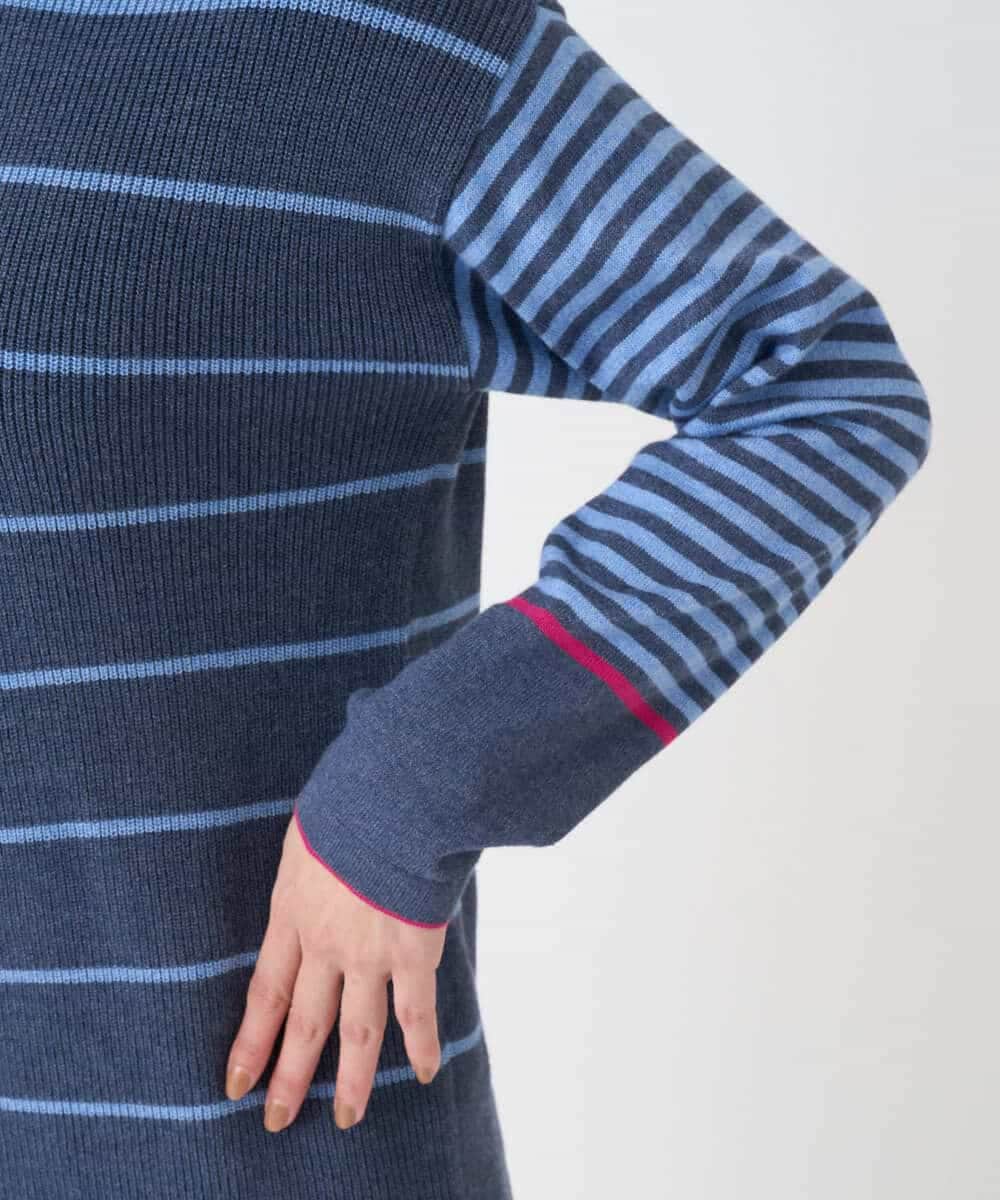 NHFCF61200 GIANNI LO GIUDICE(小さいサイズ)(メゾン ドゥ サンク) パネルボーダーニット ブルー