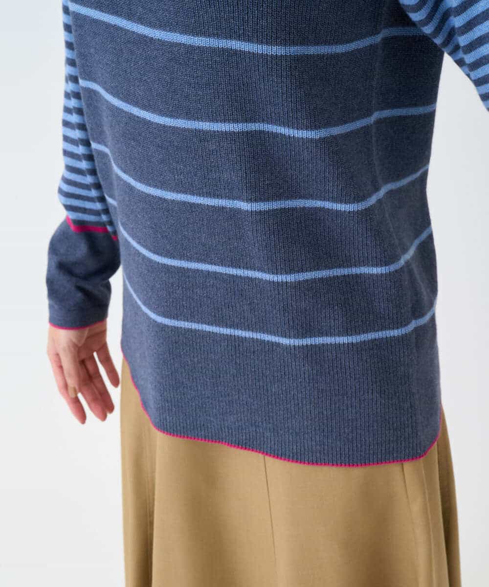 NHFCF61200 GIANNI LO GIUDICE(小さいサイズ)(メゾン ドゥ サンク) パネルボーダーニット ブルー