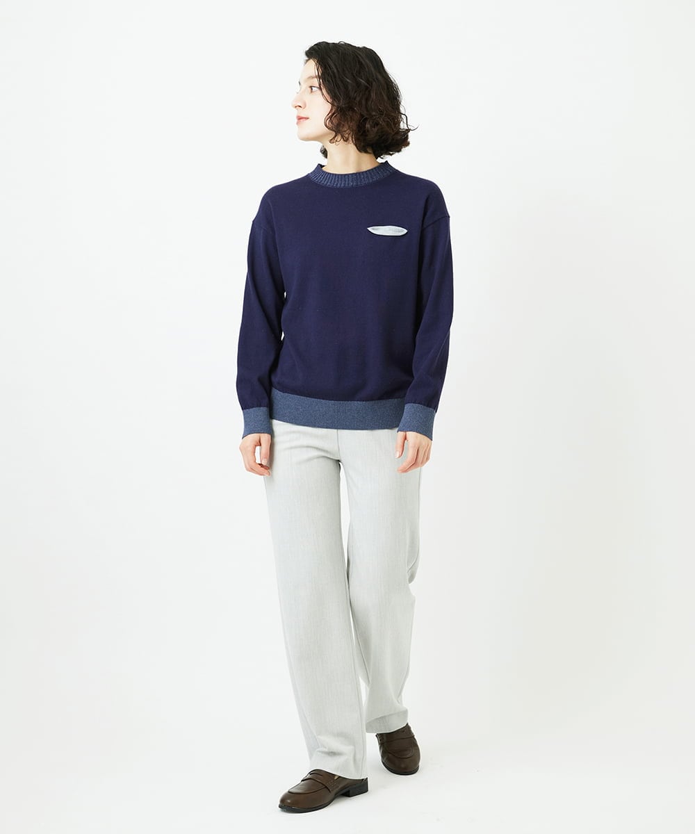 NHFCF62200 GIANNI LO GIUDICE(小さいサイズ)(メゾン ドゥ サンク) 配色デザインポケットニット ネイビー