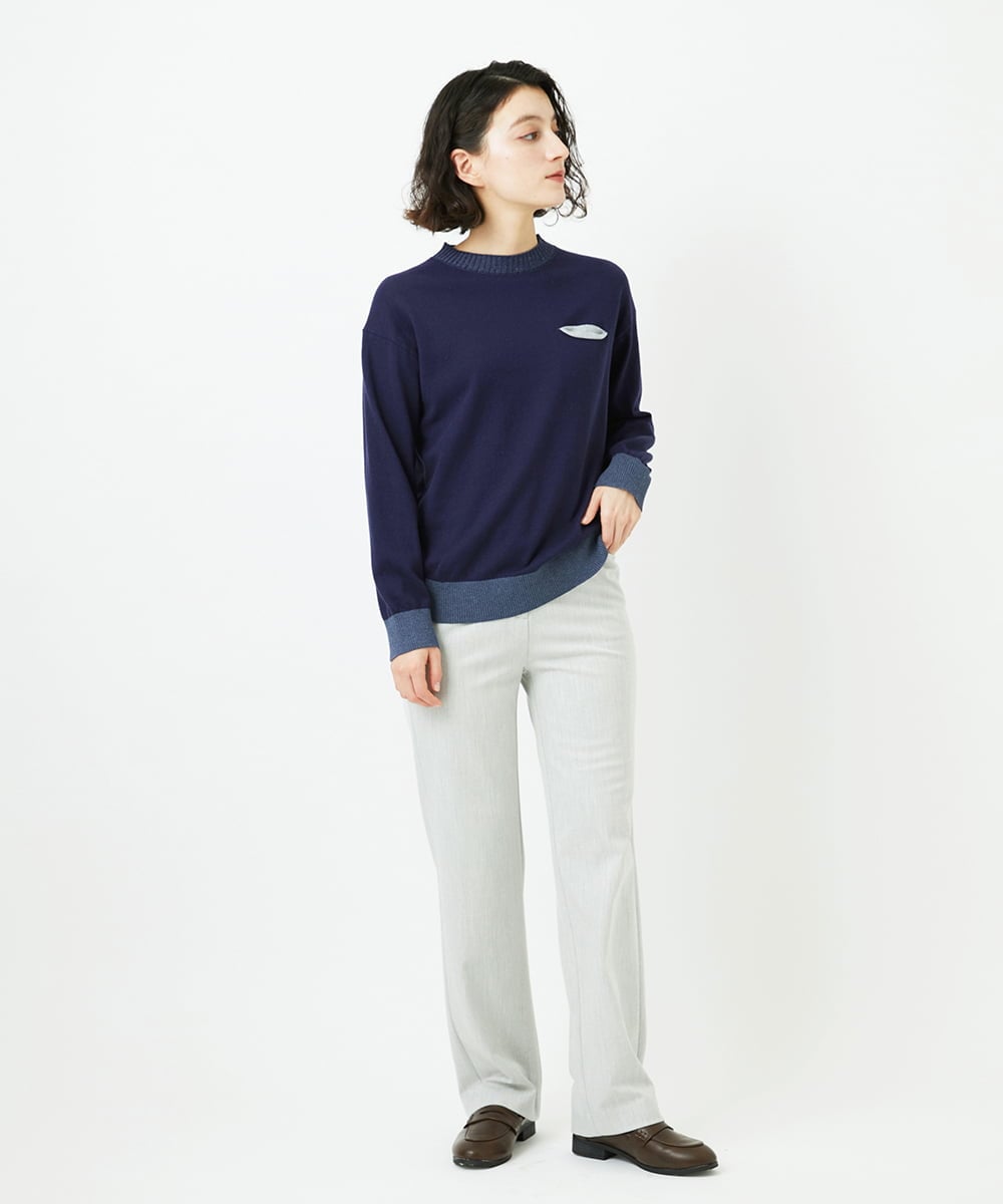 NHFCF62200 GIANNI LO GIUDICE(小さいサイズ)(メゾン ドゥ サンク) 配色デザインポケットニット ネイビー