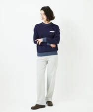 NHFCF62200 GIANNI LO GIUDICE(小さいサイズ)(メゾン ドゥ サンク) 配色デザインポケットニット ネイビー